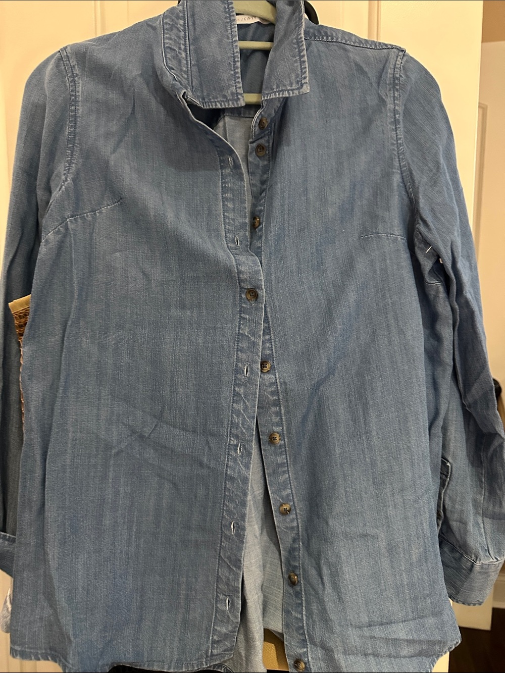 Light Blue Denim Button-Down Shirt - Women